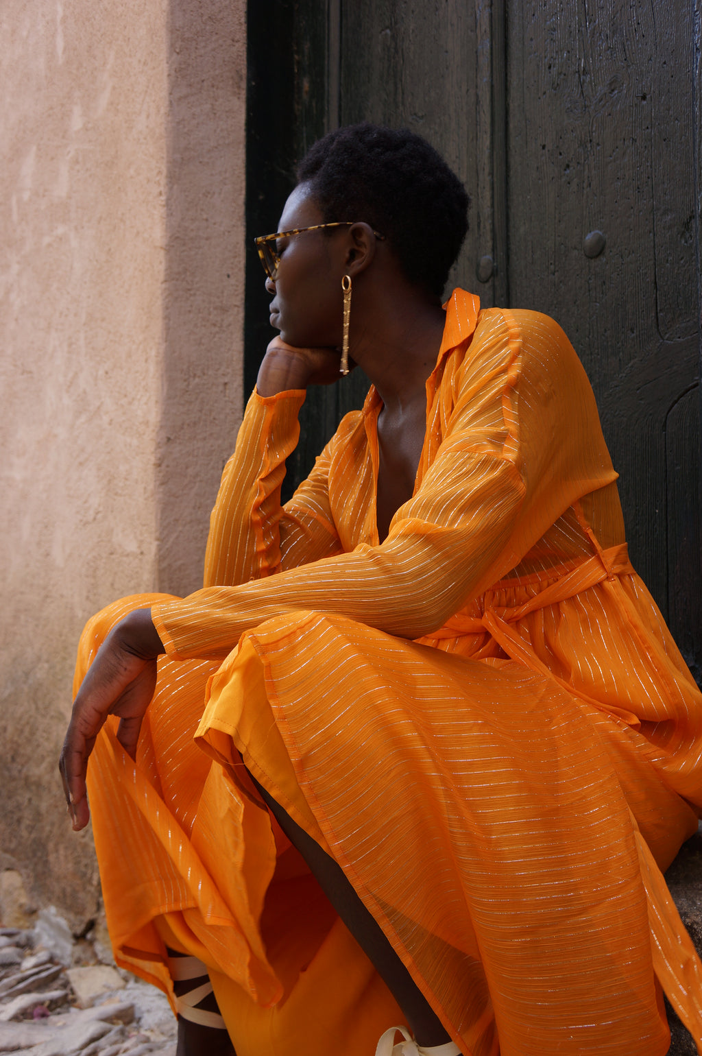 Orange Dress with lurex