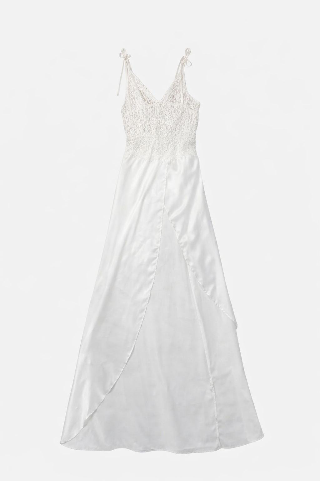 90s LA Vintage White Satin Lace Slip Dress