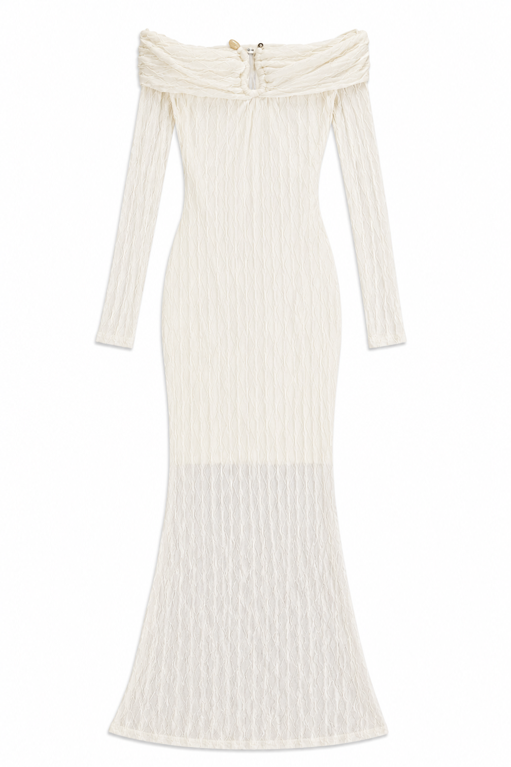IVORY OFF SHOULDER JERSEY DRESS