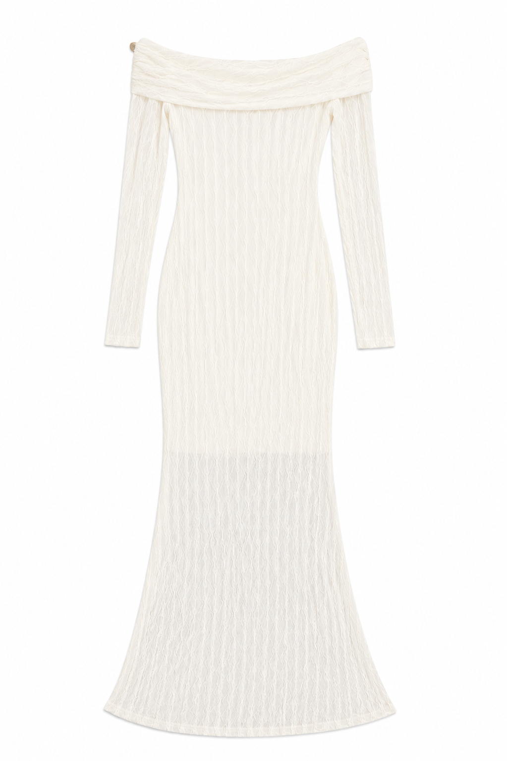 IVORY OFF SHOULDER JERSEY DRESS